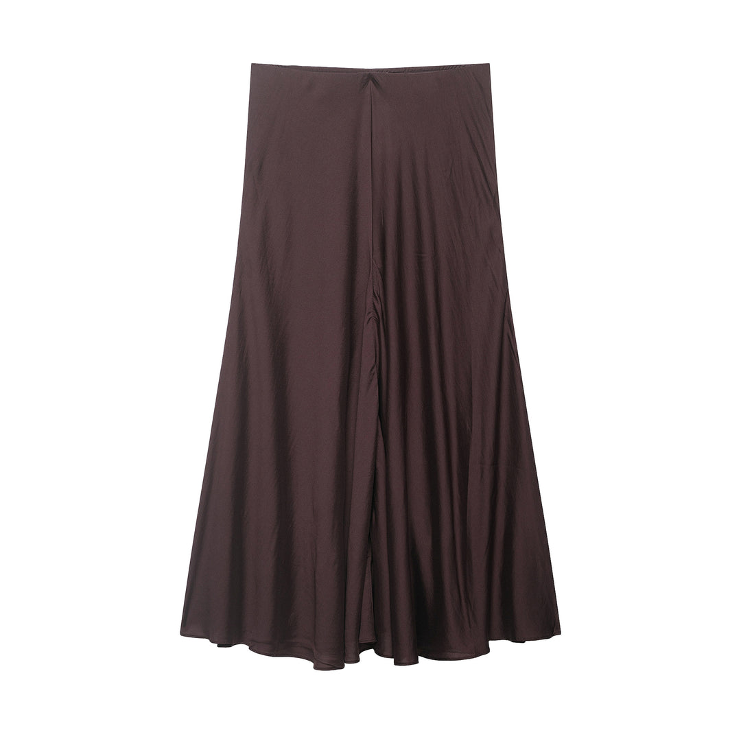 Women's satin midi skirt with high comfort waistband and flared A-line silhouette Amarae