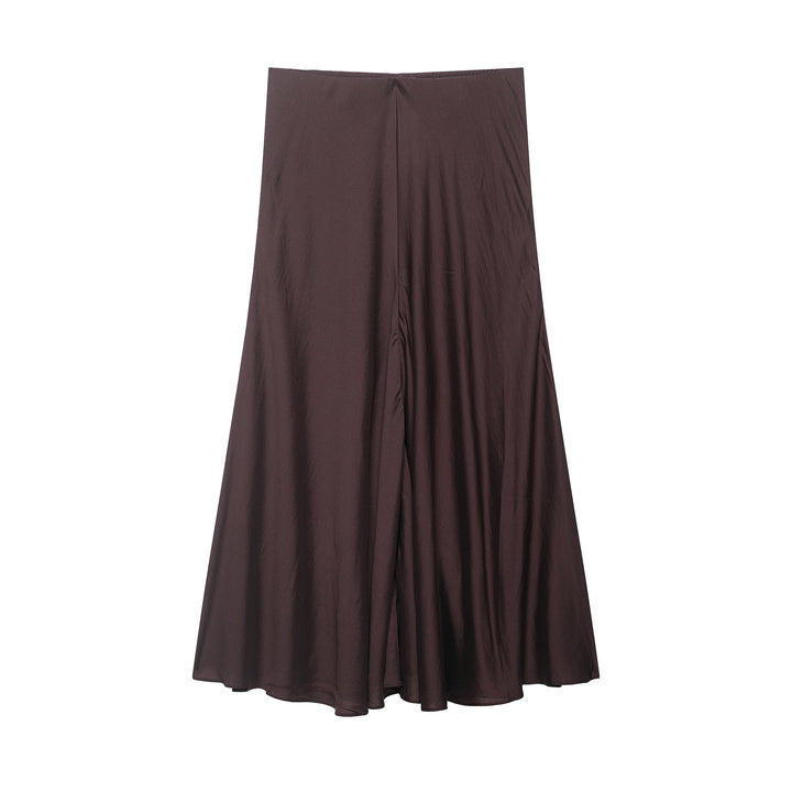 Women's satin midi skirt with high comfort waistband and flared A-line silhouette Amarae