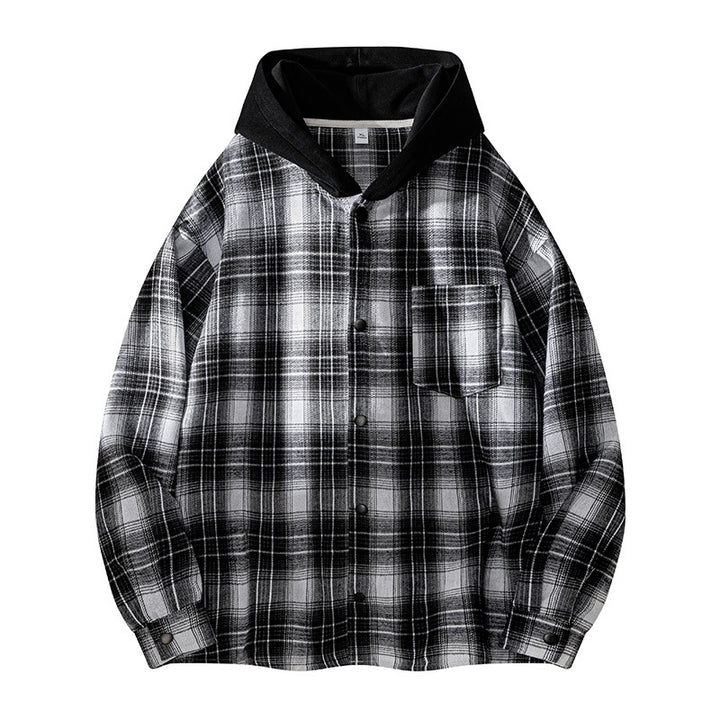 Casual men's jacket with lined hood and checked pattern Lune London