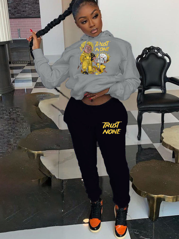 Women's sporty hoodie and jogging set with creative graphic designs Lune London
