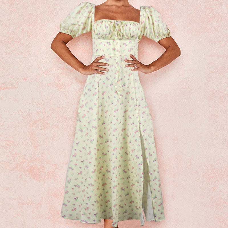 Maxi dress for women with puff sleeves and floral design Lune London