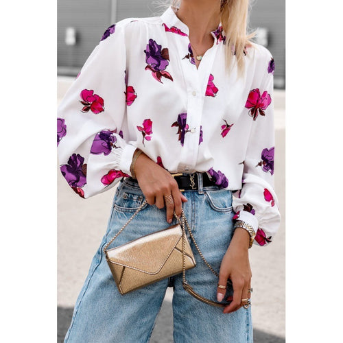 Blouse pour femmes avec motif floral et manches ballon Chic & Stil