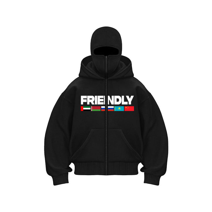 Hooded jacket for women with fixed zipper and striking graphic print Amarae