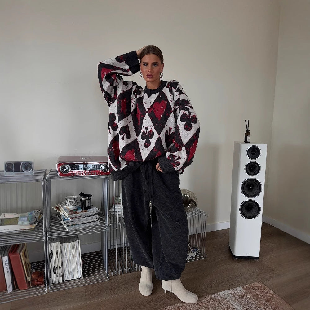Oversized sweater for women with creative patterns and a wide fit Lune London
