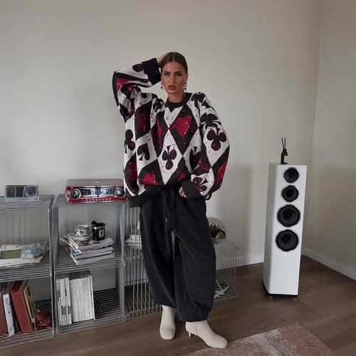Oversized sweater for women with creative patterns and a wide fit Amarae