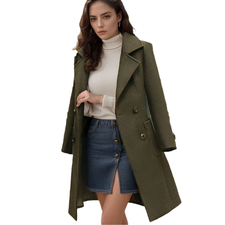 Oversized wool trench coat for women with double-breasted buttons Amarae