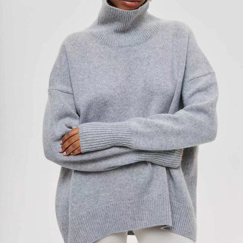 Women's Comfortable Turtleneck Sweater with Oversized Cut and Textured Material Amarae