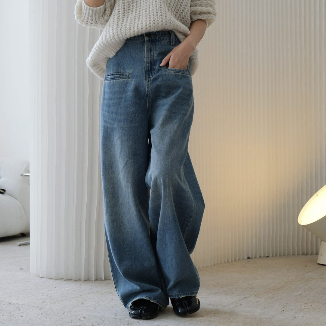 Women's High-Waisted Baggy Jeans with Extra Wide Leg and Clean Pockets