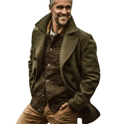 Elegant wool coat for men with double-breasted buttons and soft inner lining Amarae
