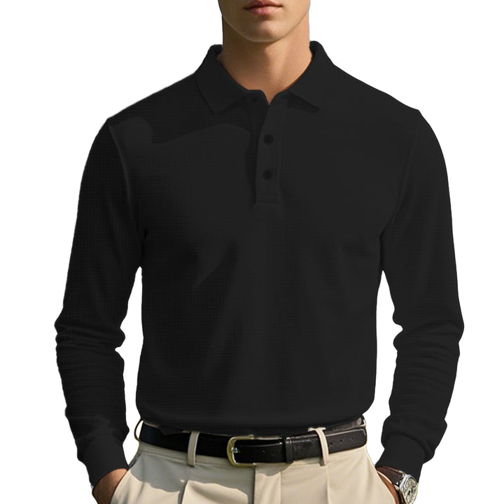 Men's long-sleeved polo shirt with breathable structure and classic cut Lune London