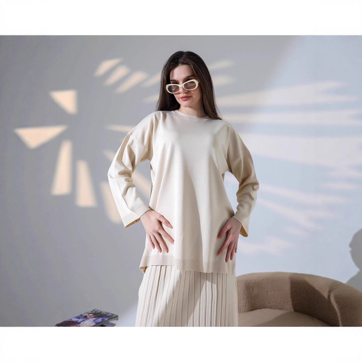 Ensemble Chemise à Manches Longues et Jupe Plissée pour Femme Chic & Stil