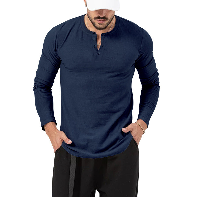 Men's Long Sleeve Henley Shirt in High Quality Cotton Blend with Stylish Button Details Lune London