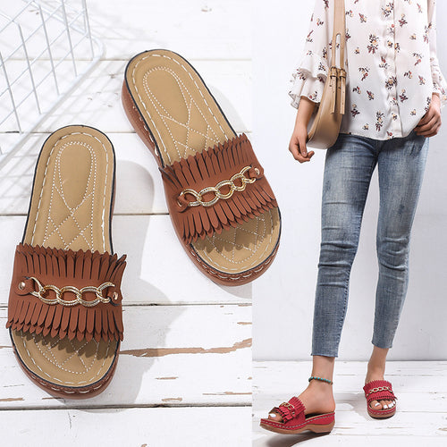 Ladies Fringe Slides Amarae