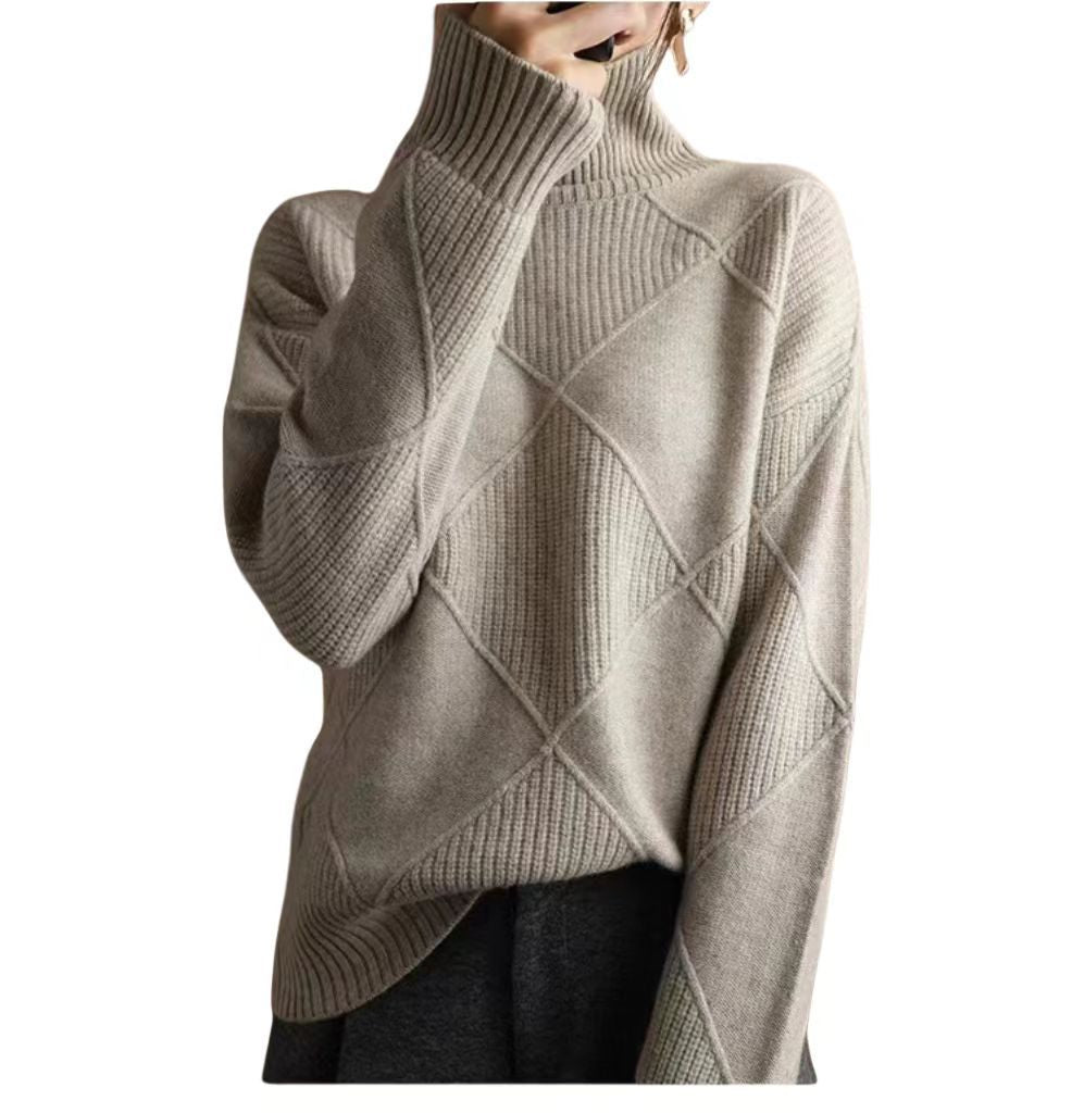 Oversized sweater for women with high collar and structured design Lune London