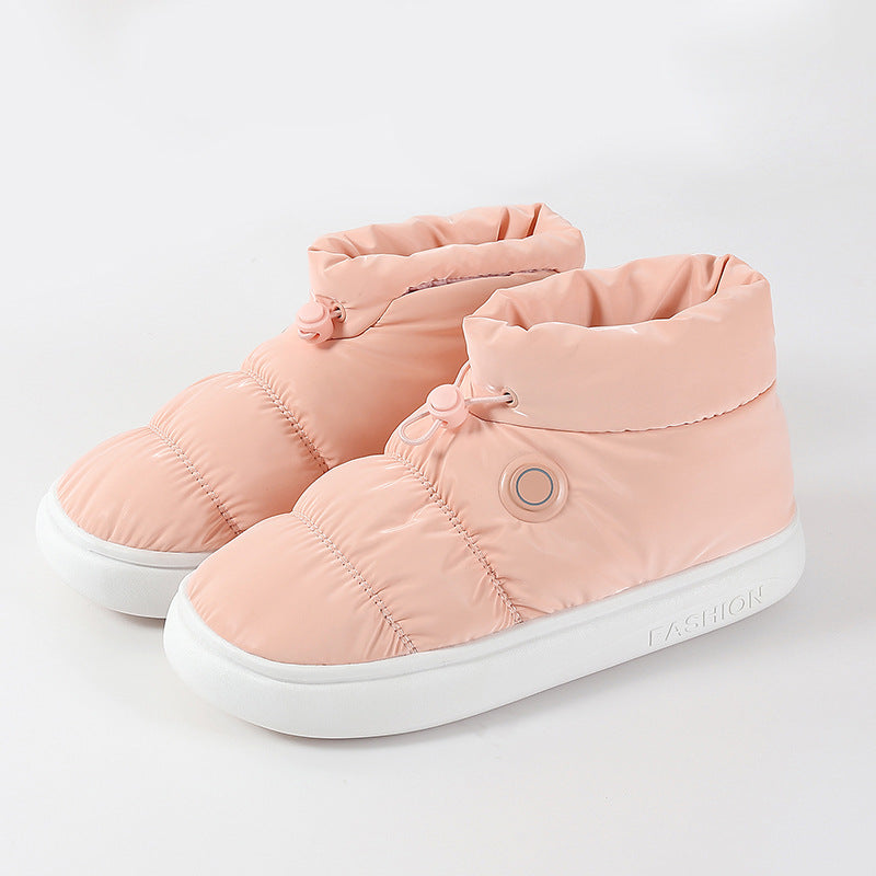 Unisex Wattierte Thermo-Hausschuhe mit rutschfester Sohle und verstellbarem Kordelzug Drune