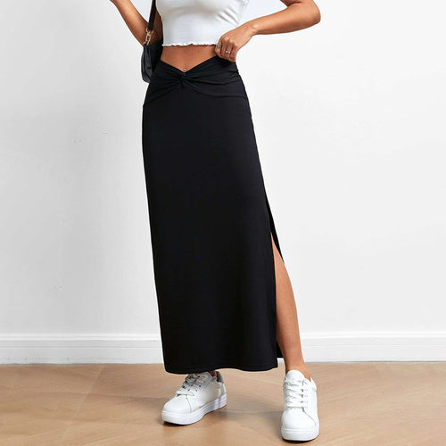 Jupe maxi pour femmes avec fente sur le côté et détail de nœud tendance Chic & Stil