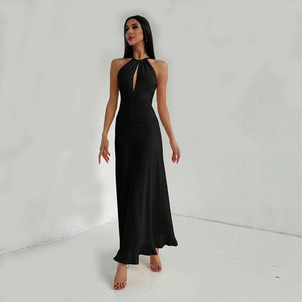 Robe maxi pour femmes avec un élégant décolleté en trou de serrure et un ourlet fluide Chic & Stil