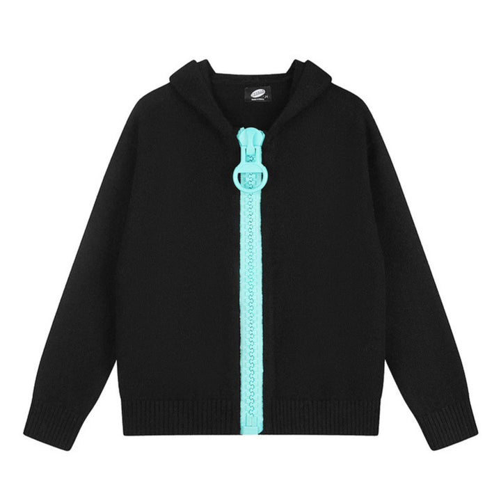 Women’s Hooded Cardigan with Oversized Zipper and Soft Mohair Mix Amarae