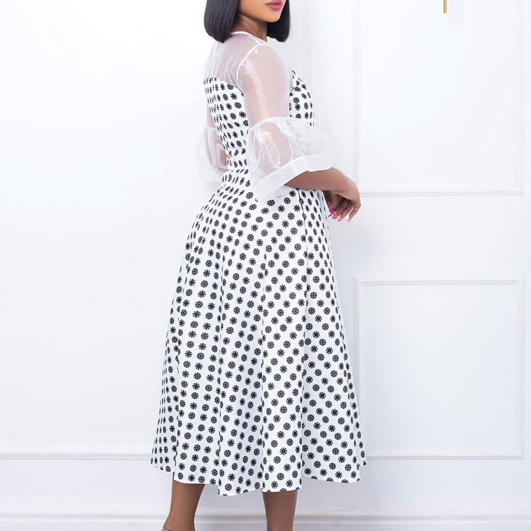 Floral dress for women with transparent sleeves Lune London