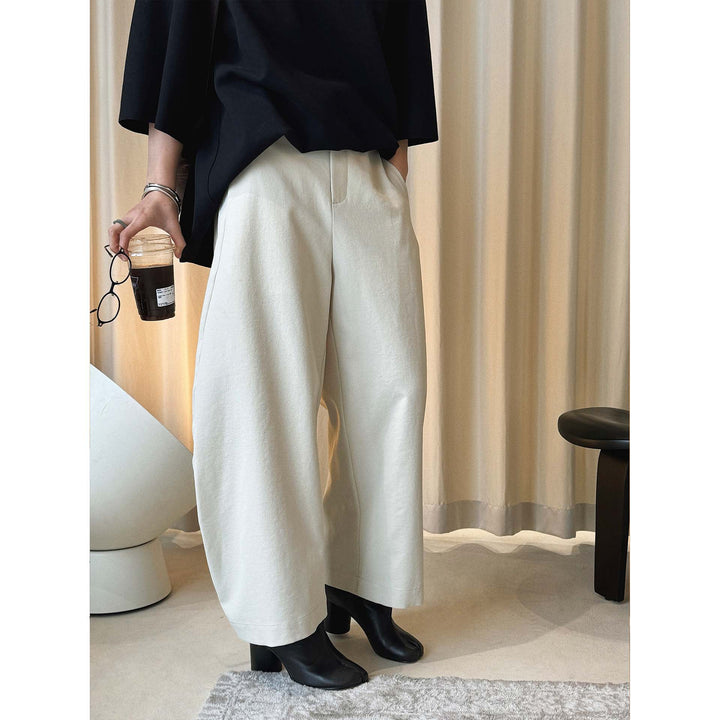 Women Elegant high-waisted culotte trousers made of wool blend with crease and straight leg Amarae