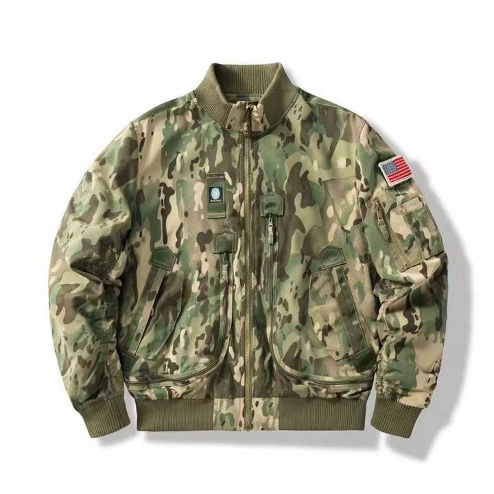 Camouflage bomber jacket for men with practical pockets and warm inner lining Lune London