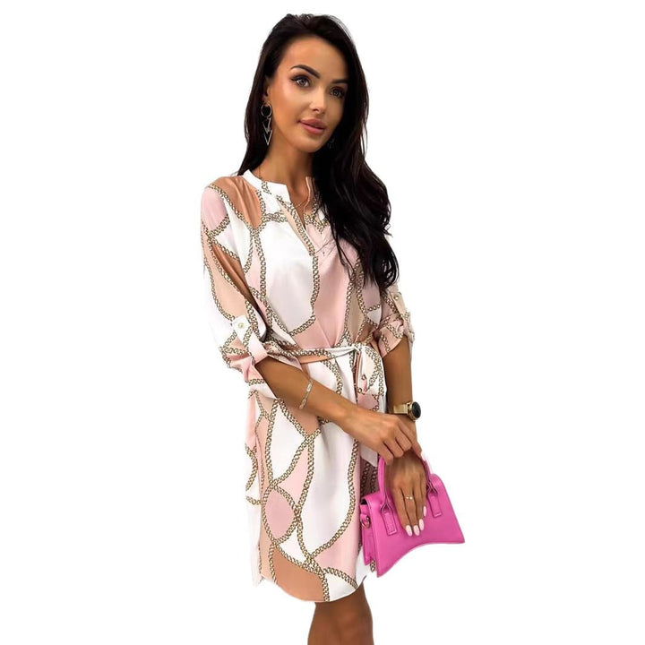 Robe portefeuille pour femme avec motif floral en chaîne et ceinture Chic & Stil