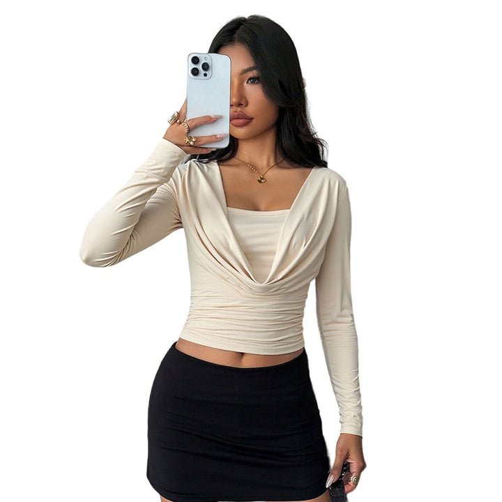 Chemise ajustée pour femmes à manches longues avec design enveloppant et col en V élégant Chic & Stil