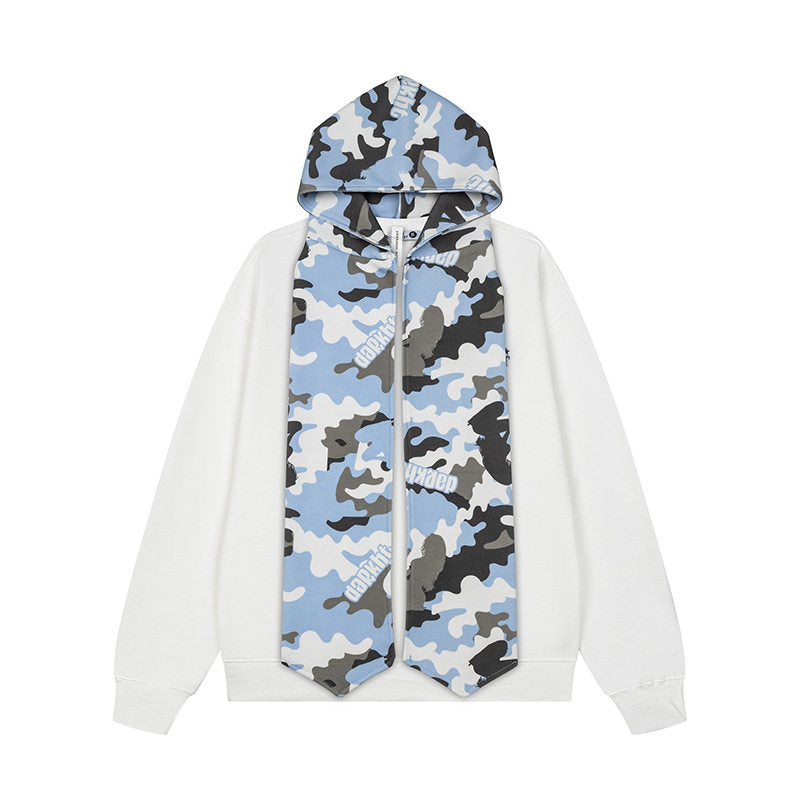 Women's hoodie sweatshirt with extra-long scarf look and front zip Amarae