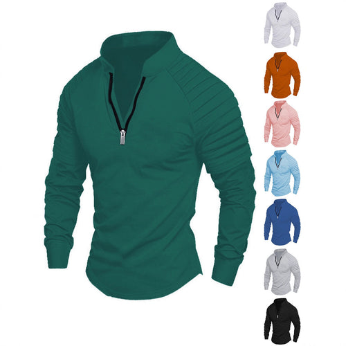 Men's training T-shirt with high collar and discreet zipper Amarae