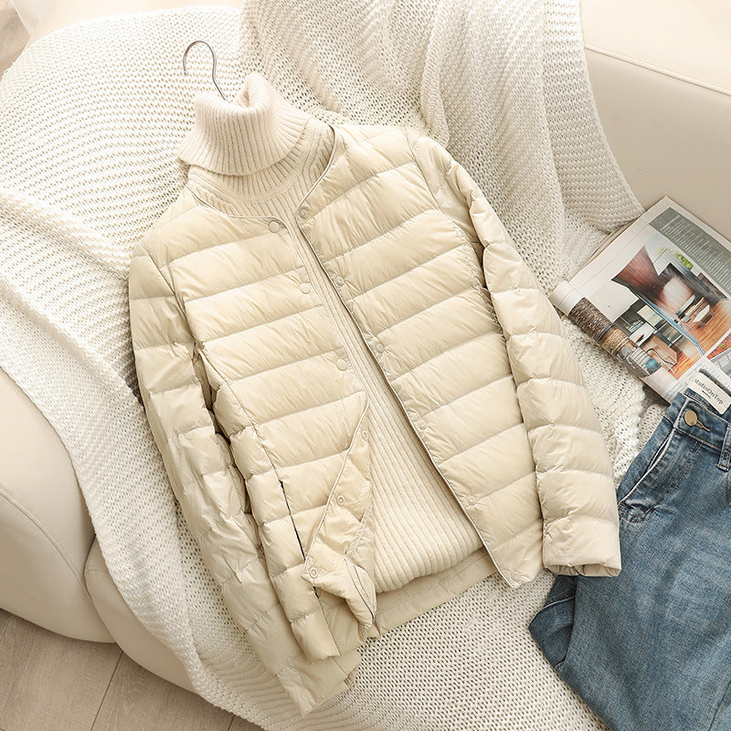 Women Ultra-Lightweight Quilted Jacket without Collar, Packable Thermal Jacket for Travel and Everyday Amarae