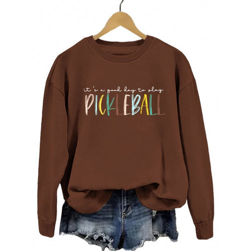 Women's casual sweatshirt with colorful pickleball print Amarae