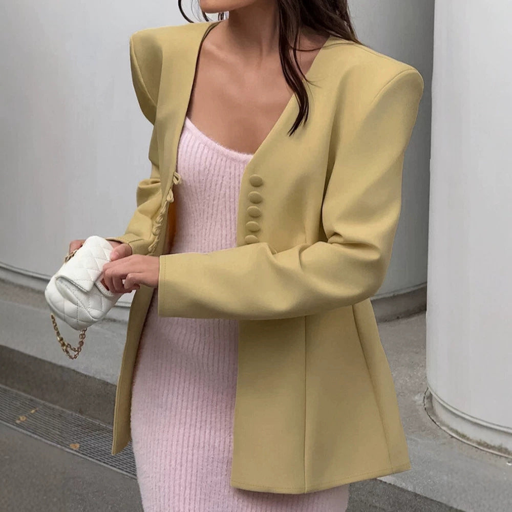 Women's sculptural tailored blazer with distinctive shoulder design Amarae