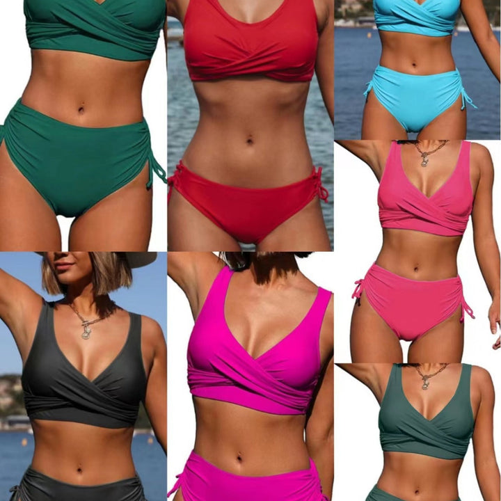 Women's Wrap Bikini Set with Elastic Cuffs and Fashionable V-Neck Lune London