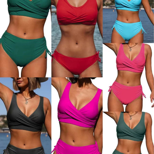 Women's Wrap Bikini Set with Elastic Cuffs and Fashionable V-Neck Amarae