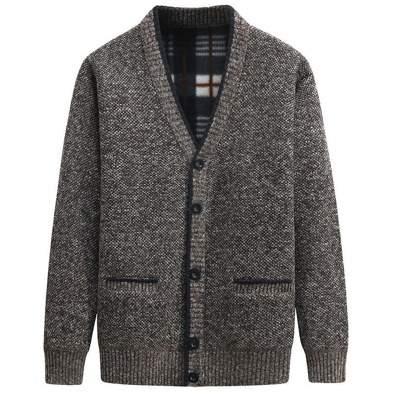 Men's cardigan with plaid lining and practical pockets Lune London