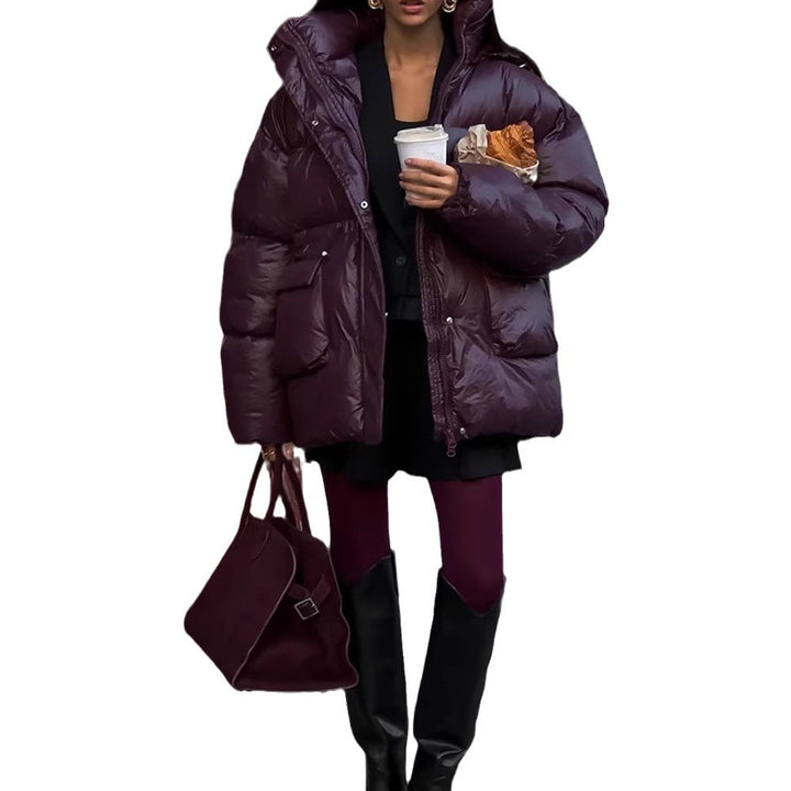 Ladies Oversized Puffer with visible quilted design and high collar Amarae
