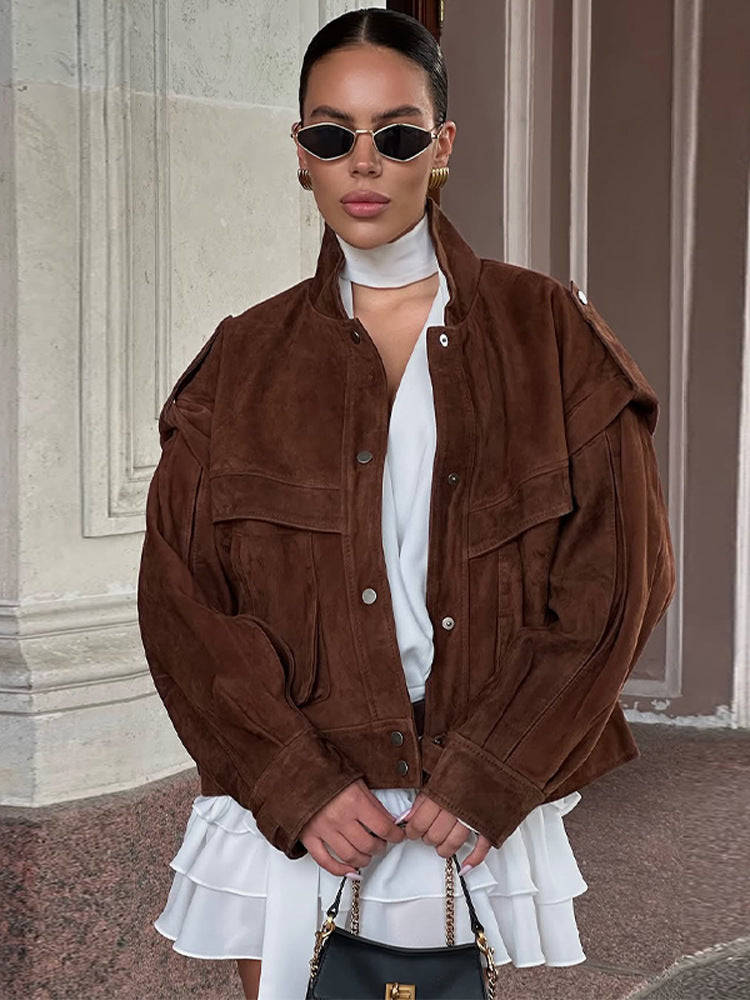 Ladies Suede Oversized Jacket Lune London