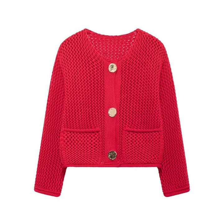 Women's knit jacket with open mesh structure and comfortable pockets Lune London