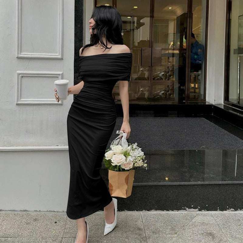 Women Elegant Wrap Dress with Off-Shoulder Design Lune London