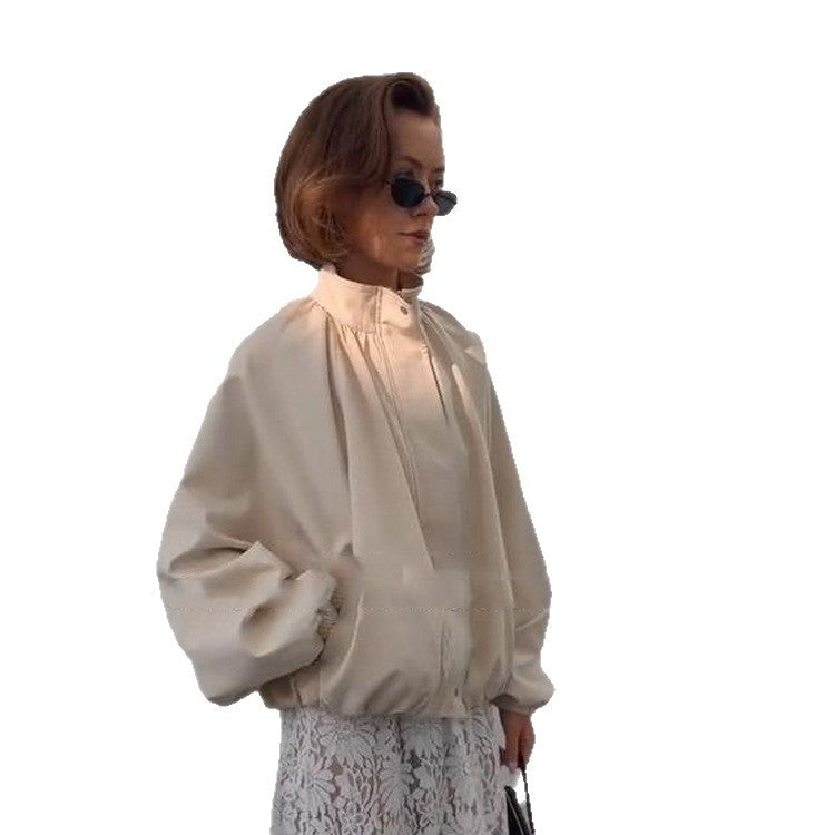 Women's Oversized Blouson Jacket with Stand-Up Collar and Volume Sleeves Amarae