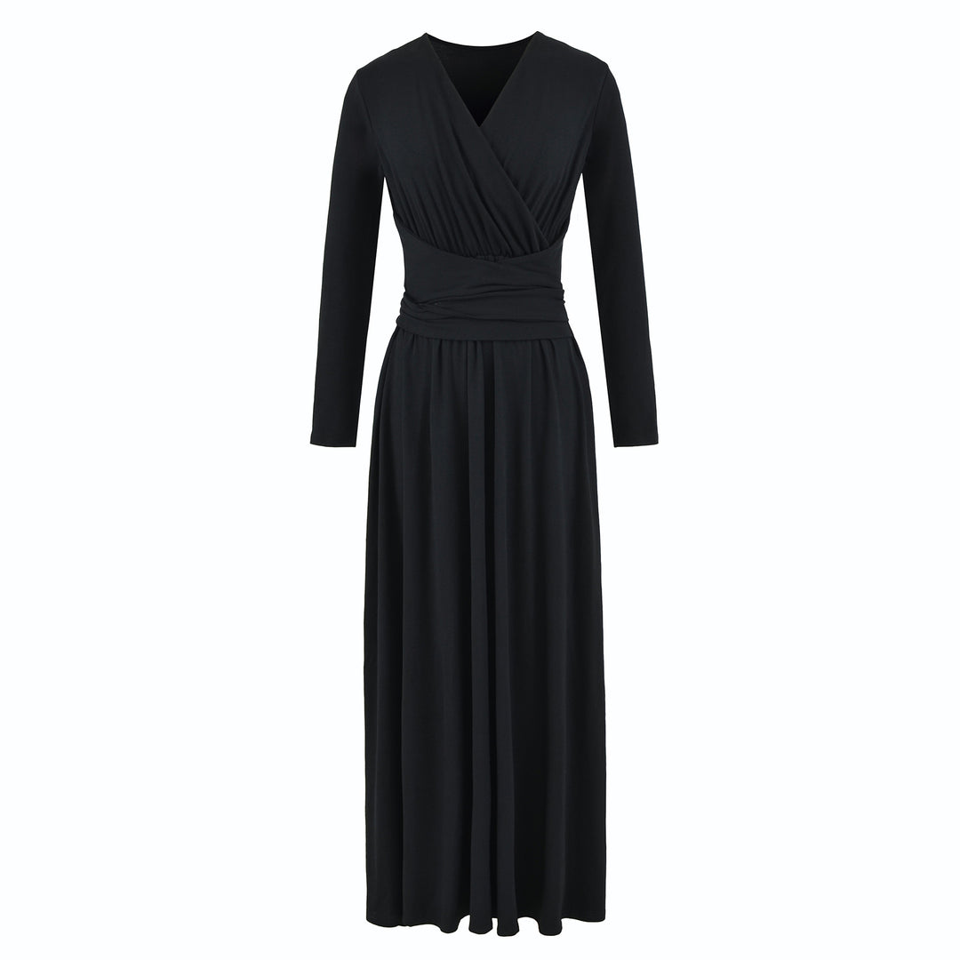 Women's Maxi Wrap Dress with Tailored Wrap Section and Long Sleeves Amarae