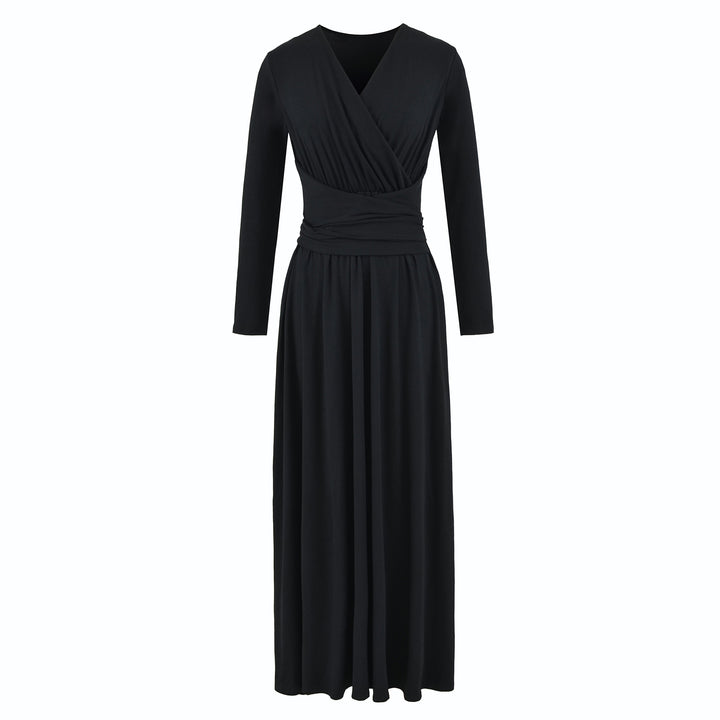 Women's Maxi Wrap Dress with Tailored Wrap Section and Long Sleeves Amarae