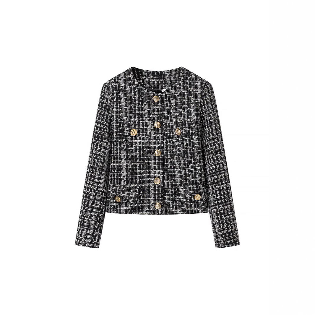 Veste en tweed pour femmes avec boutons dorés Chic & Stil