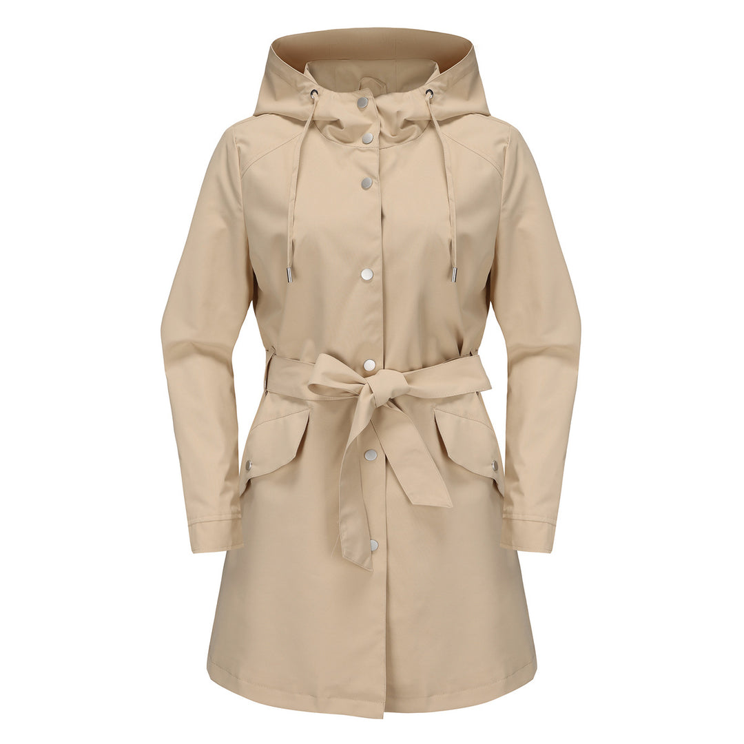Women's waterproof transition jacket with adjustable hood and waist belt Lune London