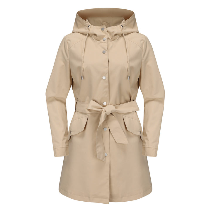Women's waterproof transition jacket with adjustable hood and waist belt Lune London