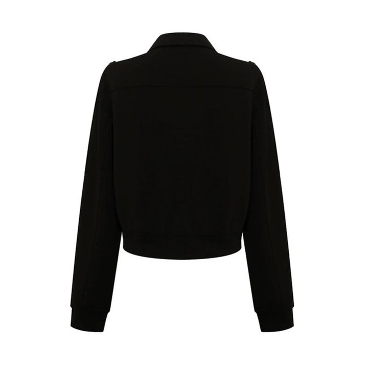 Ladies sweat jacket with decorative drawstring, zipper and shoulder patches Amarae