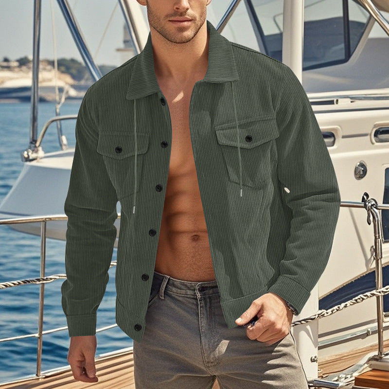 Transitional jacket for men with practical pockets and adjustable collar Lune London