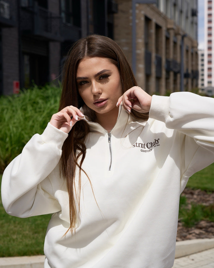 Women’s hoodie with half zipper and relaxed fit Lune London