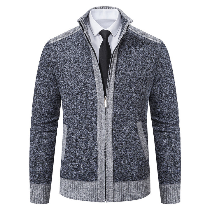 Quilted knit jacket for men with high collar and practical pockets Lune London