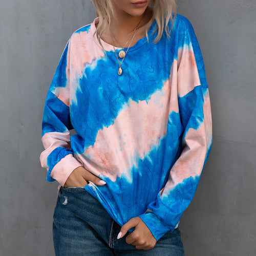 Amarae Women's Casual Tie-Dye Long Sleeve Shirt